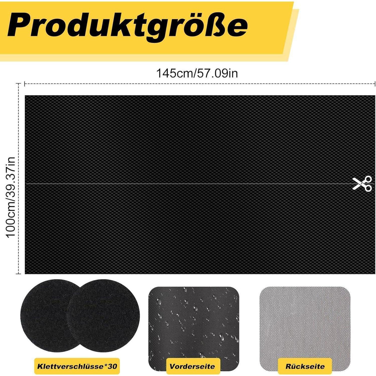 Verdunkelungsrollo ohne Bohren für Fenster, 100% Abdunkelung, 100x145cm