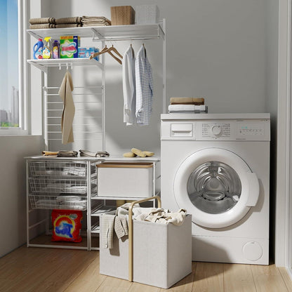 Faltbarer Wäschekorb Bambus 65L – Beige, Klappbar & Platzsparend
