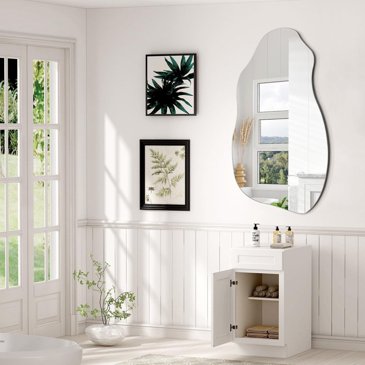 Asymmetrischer Wandspiegel 80x45 cm – Moderner Badezimmer Spiegel