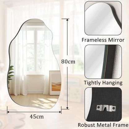 Asymmetrischer Wandspiegel 80x45 cm – Moderner Badezimmer Spiegel