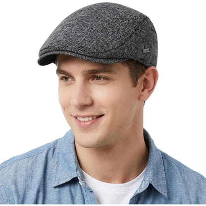 Herren Schiebermütze Winter - Dunkelgrau, Flat Cap Newsboy