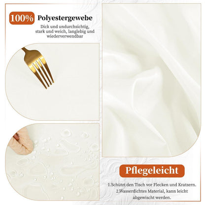 12x Elfenbein Biertisch Tischdecke 250x100cm – Waschbar & Blickdicht
