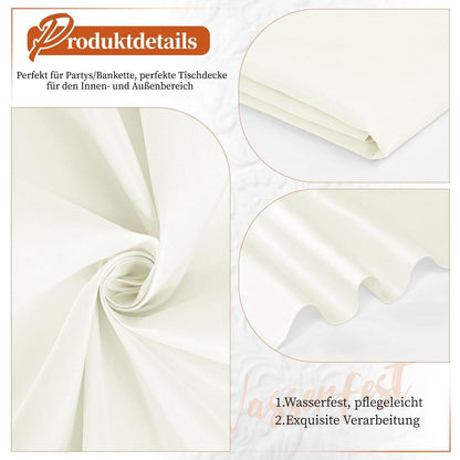 12x Elfenbein Biertisch Tischdecke 250x100cm – Waschbar & Blickdicht