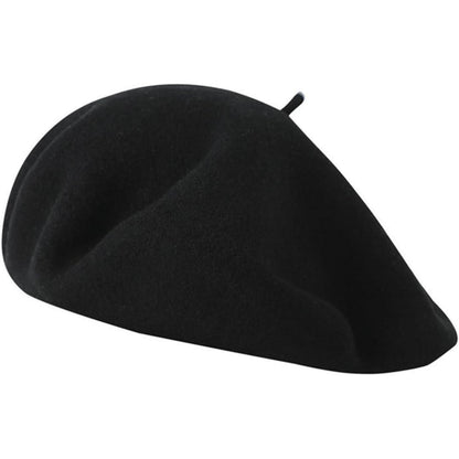 Französische Wolle Beret Damen - Klassischer Malerhut Schwarz