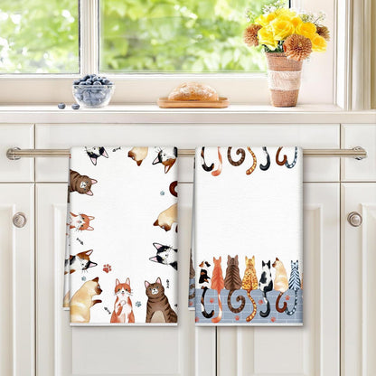 Katzen Geschirrtücher 2er-Set Baumwolle 42x70 cm