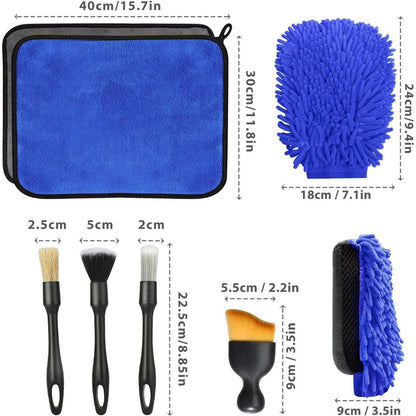 10-tlg. Autopflege Set – Mikrofasertücher & Detailbürsten