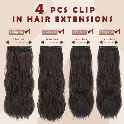 Clip-in Haarverlängerung Wellig, 50cm – Schwarz Braun