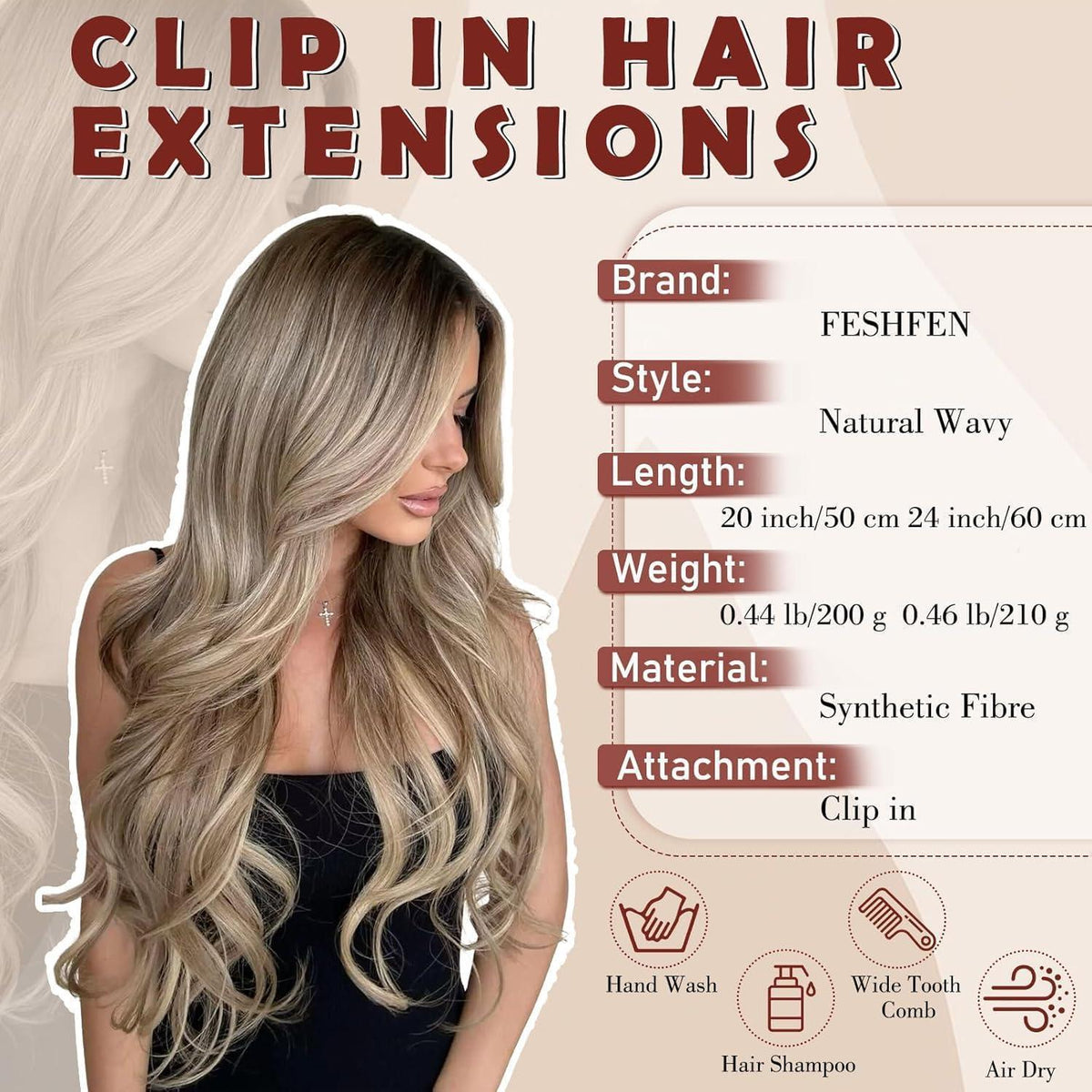 Lange gewellte Haarverlängerung – Schmutziges Blond 50cm