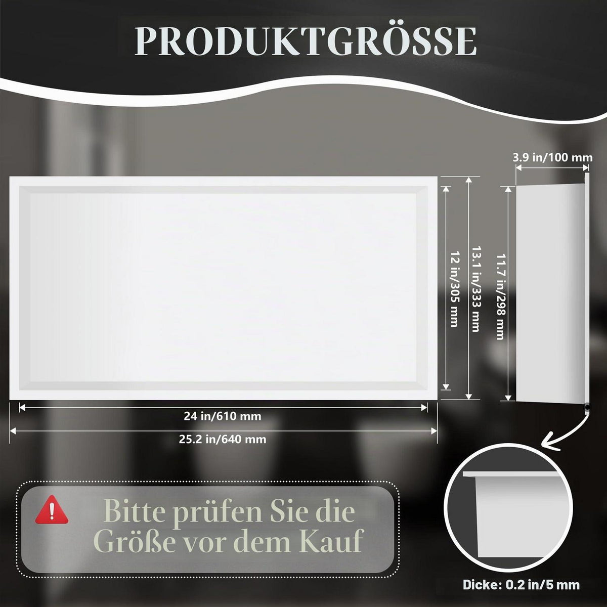 Edelstahl Wandnische Dusche 64x33x10cm Weiß – Platzsparende Aufbewahrung