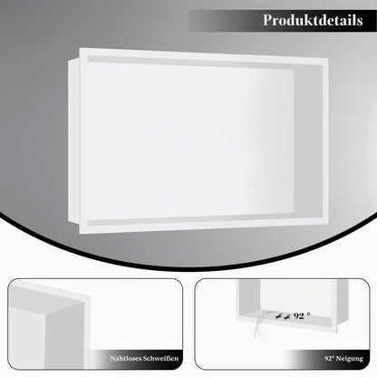 Edelstahl Wandnische Dusche 64x33x10cm Weiß – Platzsparende Aufbewahrung