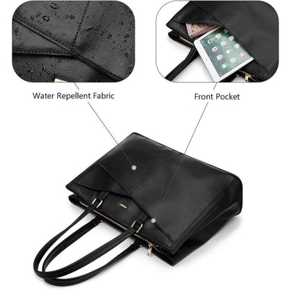 Laptoptasche Damen 17 Zoll, Wasserdichte Arbeitstasche mit vielen Fächern, Schwarz