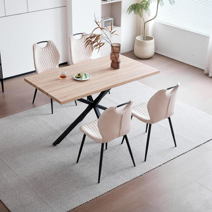 Esstisch Set 140x78cm mit 4 Esszimmerstühlen, Beige & Hellbraun