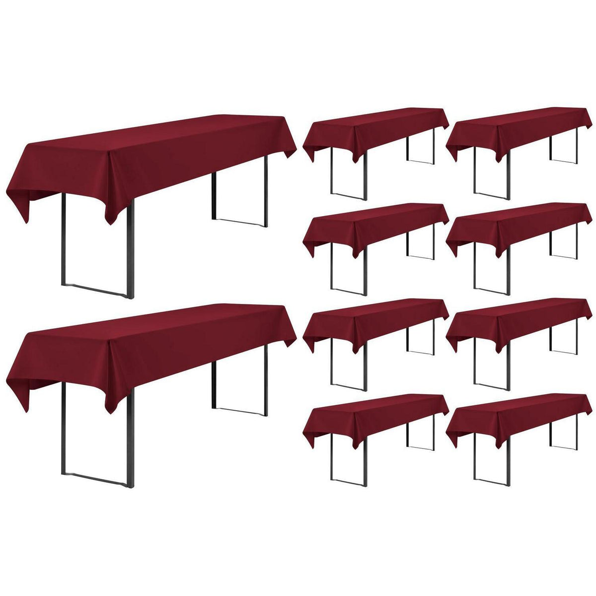 Biertisch Tischdecke 10er-Pack Bordeauxrot 250x100cm Waschbar