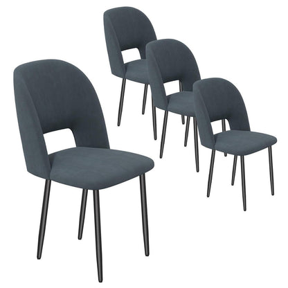 Esszimmerstühle Set 4 Grau, gepolsterte Sitzfläche & Metallbeine