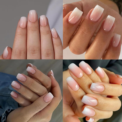 360 Press On Nails Farbverlauf Kurz – Set mit Nagelöl & Kleber
