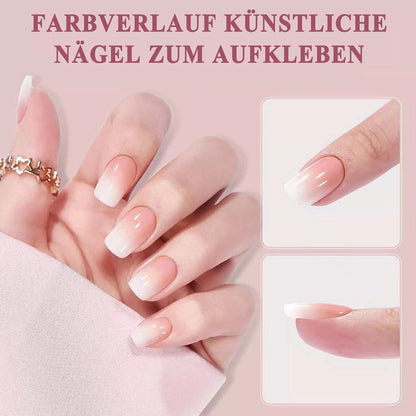 360 Press On Nails Farbverlauf Kurz – Set mit Nagelöl & Kleber