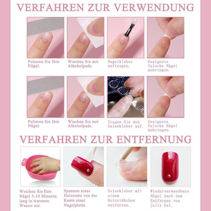 360 Press On Nails Farbverlauf Kurz – Set mit Nagelöl & Kleber