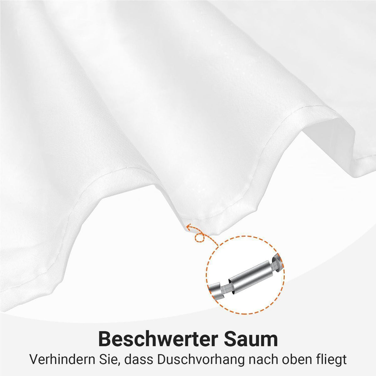 Duschvorhang-Set 180x170 cm Reinweiß mit 12 Haken