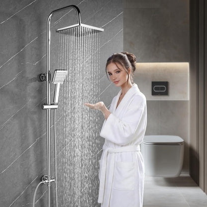 Regendusche Set Chrome Eckig 21x21cm Höhenverstellbar