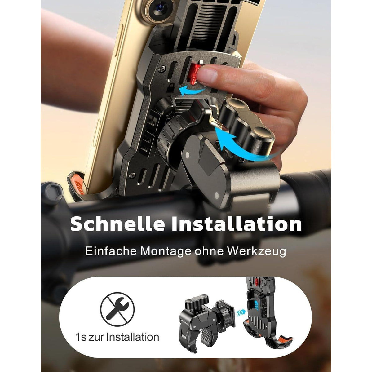 Fahrrad Handyhalterung 360° Drehbar & Schnellverschluss