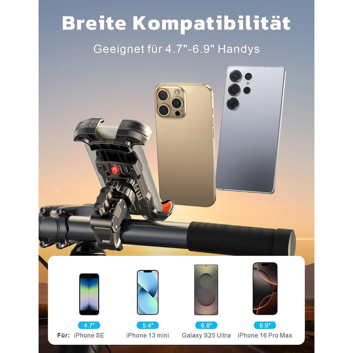 Fahrrad Handyhalterung 360° Drehbar & Schnellverschluss