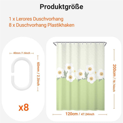Duschvorhang 120x200 cm Grünes Lächeln, Wasserabweisend, Schimmelresistent
