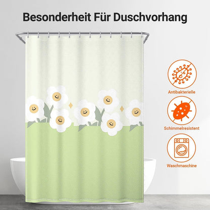 Duschvorhang 120x200 cm Grünes Lächeln, Wasserabweisend, Schimmelresistent