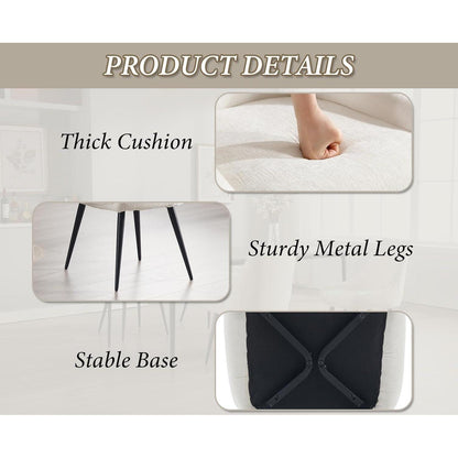 Esszimmerstühle 4er Set, Polsterstuhl mit Armlehnen, Weiß