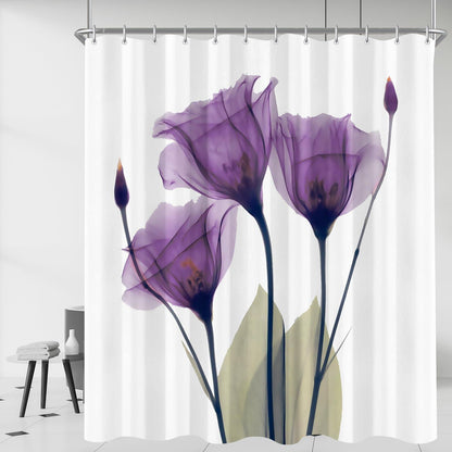 Duschvorhang Violette Blumen 180x200 cm Wasserabweisend & Schimmelresistent