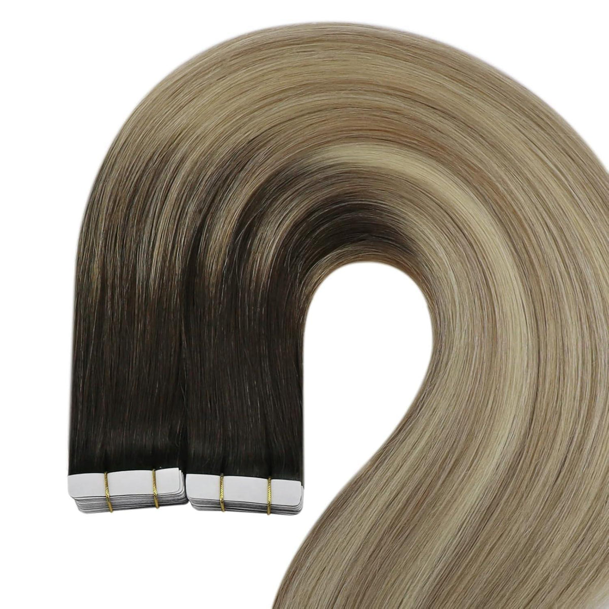Echthaar Tape Extensions Balayage Braun Blond 45cm