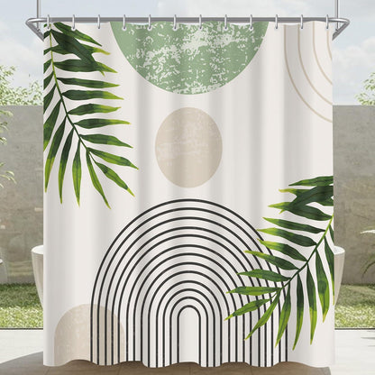 Grüner Duschvorhang Blätter 120x200 cm | Wasserabweisend & Waschbar