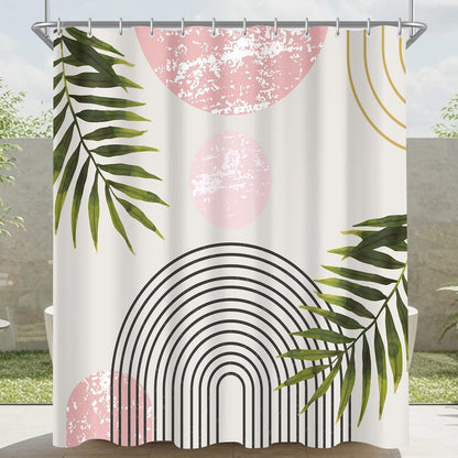 Duschvorhang Rosa Blätter 180x200 cm | Wasserabweisend & Waschbar