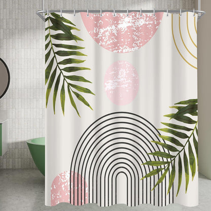 Duschvorhang Rosa Blätter 180x200 cm | Wasserabweisend & Waschbar