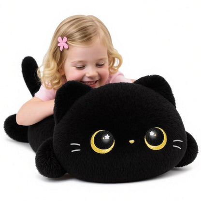 Kawaii Schwarzes Katzenplüschkissen 51cm - Kuscheliges Plüschtier Geschenk