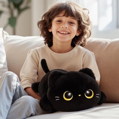 Kawaii Schwarzes Katzenplüschkissen 51cm - Kuscheliges Plüschtier Geschenk