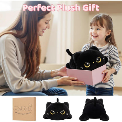 Kawaii Schwarzes Katzenplüschkissen 51cm - Kuscheliges Plüschtier Geschenk