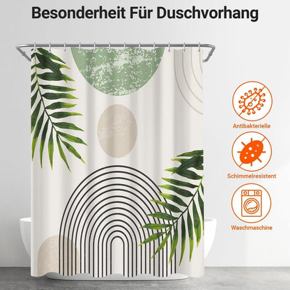 Grüner Duschvorhang Blätter 180x160 cm | Wasserabweisend & Waschbar