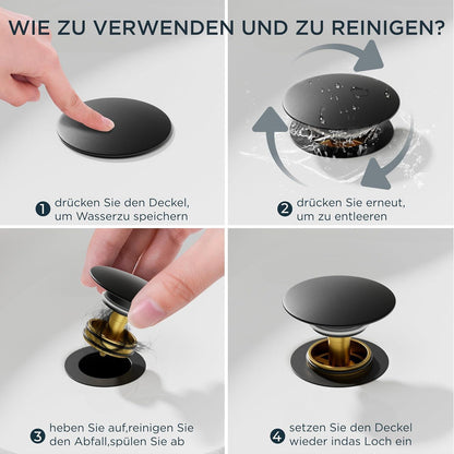Hochwertige Waschtischarmatur Schwarz Matt mit Ablaufgarnitur
