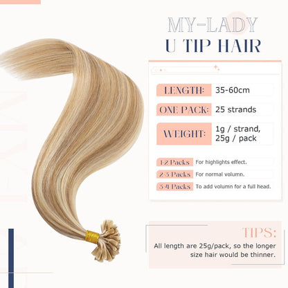 Echthaar Extensions Bondings 40cm #12P613 Goldbraun & Blond