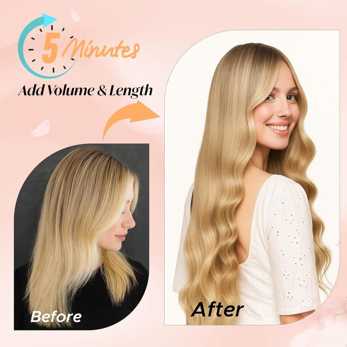 Clip-in Haarverlängerung Echthaar Dunkelblond 30cm