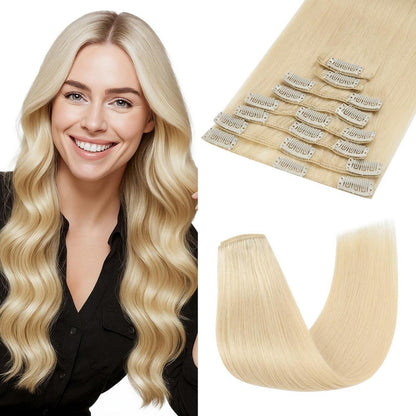 Blond Echthaar Extensions Clip-in 24 Zoll #613