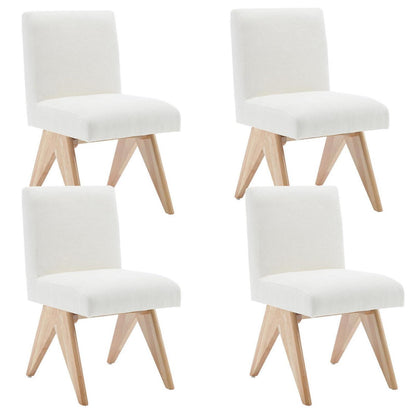 Esszimmerstühle Set 4er – Chenille Akzentstühle mit Holzbeinen