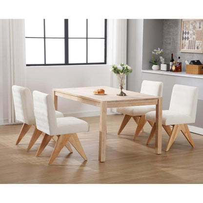 Esszimmerstühle Set 4er – Chenille Akzentstühle mit Holzbeinen