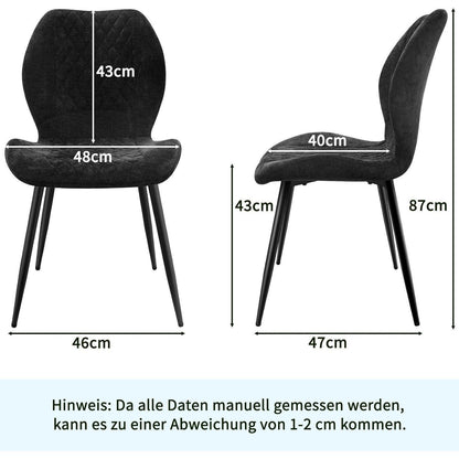 Esszimmerstühle 6er Set, Gepolsterte Leinenstühle Schwarz