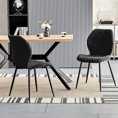 Esszimmerstühle 6er Set, Gepolsterte Leinenstühle Schwarz