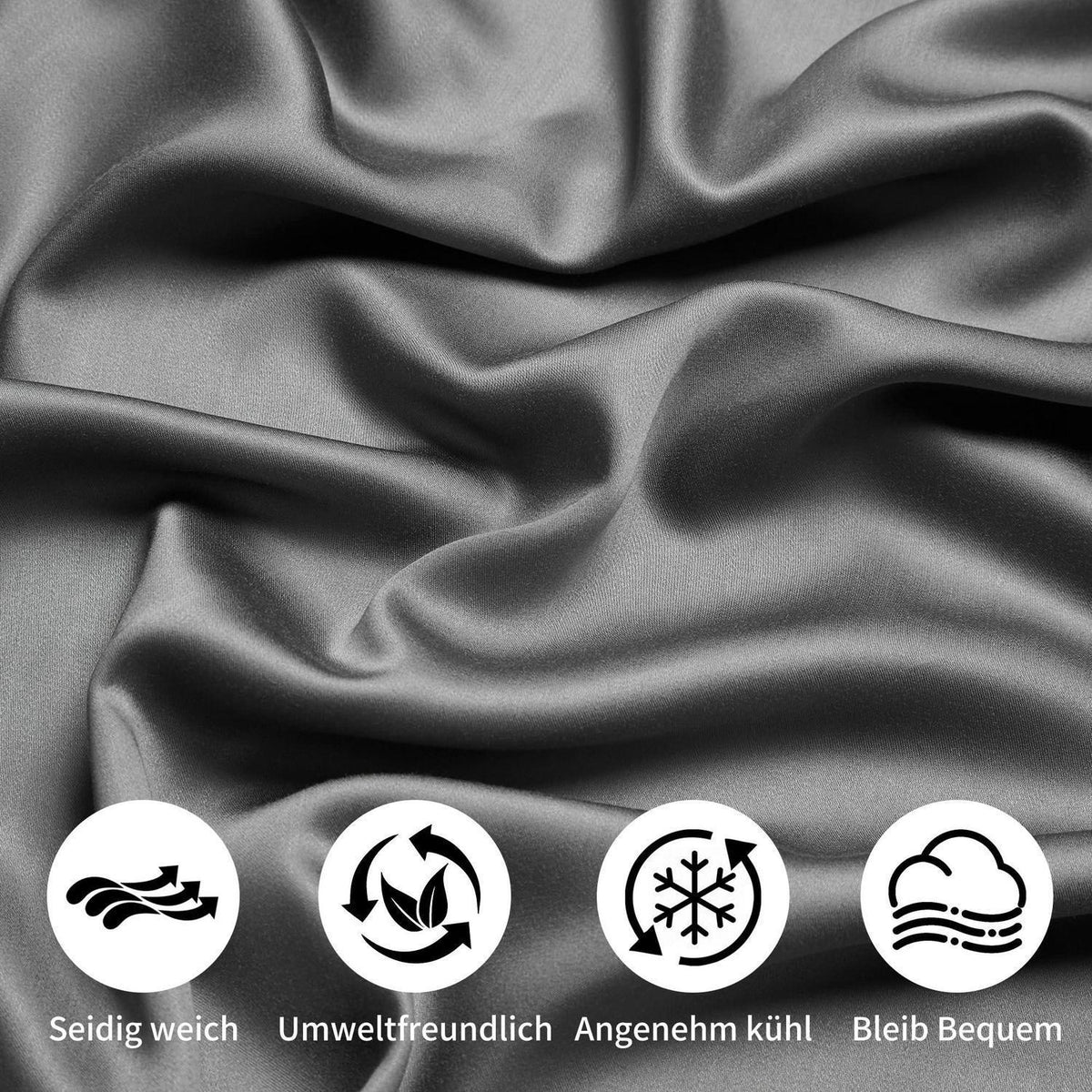 Bambus Bettwäsche-Set 220x240 cm Grau Atmungsaktiv & Kühlend