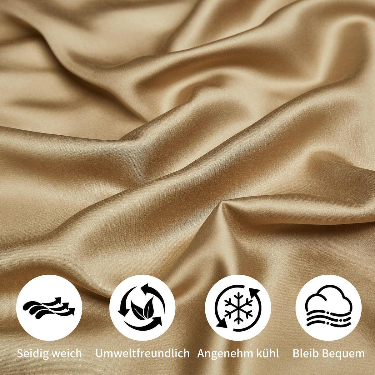 Bettwäsche-Set 135x200 cm Khaki | Bambus & Polyester | 4-teilig