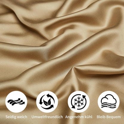 Bettwäsche-Set 135x200 cm Khaki | Bambus & Polyester | 4-teilig