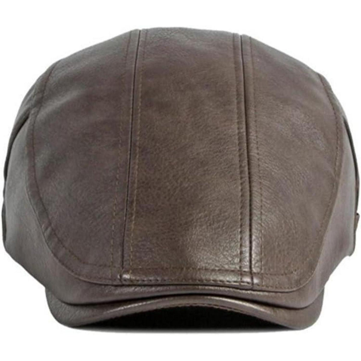 Schiebermütze Herren – Verstellbare Newsboy Cap Kaffee in Lederoptik