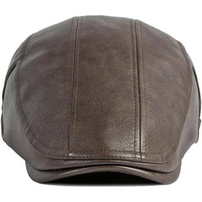 Schiebermütze Herren – Verstellbare Newsboy Cap Kaffee in Lederoptik